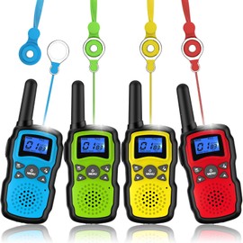 Wishouse Walkie Talkies for Kids Adults Long Range,Xmas Birthday Gift for 3 4 5 6 7 8 9 10 Year Old Boys Girls,Hiking Camping Gear Toys with Lamp,Lanyards,VOX,Easy to Use,4 Pack(No Battery)