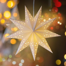 KUWUNG 3D Paper Star Christmas Star for Hanging, 60 cm LED Christmas Stars with Lighting, Luminous Stars Christmas Window with E14 Socket, Hanging Christmas Decoration Luminous Star with 3 m Cable