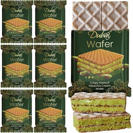 Ceres Gourmet Dubai Chocolate Pistachio Wafer, 6 Pcs Crispy Kunafa Pistachio Chocolate Wafer in Individually Pack – Gourmet Chocolate Wafers for Christmas, Thanksgiving, and All Special Occasions