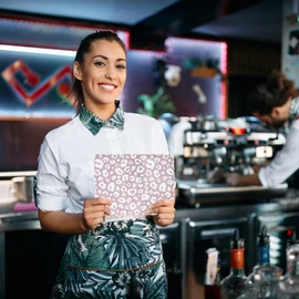 Server Books for Waitress, Waitress/Waiter Book Organizer with Zipper Pouch, Guest Check Book Holder Money Pocket Restaurant Waitstaff Organizer Leopard Pattern