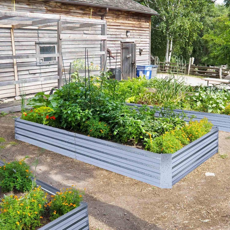 FOYUEE Galvanized Raised Garden Beds for Vegetables Large Metal Planter