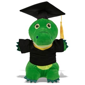 DolliBu Standing Alligator Graduation Plush Toy - Snug-Mooshies Gator Plush Graduation Stuffed Animal Dress Up with Graduation Gown and Cap with Tassel Outfit - Congratulatory Graduation Gift - 7 Inch