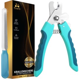 COARO Claw Scissors for Dogs and Cats with High-Quality Stopper as Injury Protection - Includes Stable Fixation - Claw Cutter with Professional File - Made of Robust Stainless Steel (L)