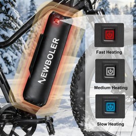 INLETTER 2-in-1 Waterproof E-Bike Battery Cover with Removable Heating Pad - Dustproof Transport Protector, Adjustable 26-44.5cm, for All-Season Riding & Storage,Black