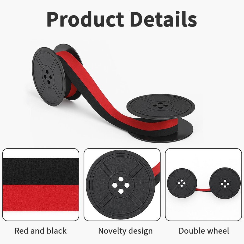 GZGRYTRC 4 Pairs Typewriter Ribbon, Red Ink, Universal Fit for