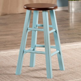 Winsome Wood Ivy Counter Stool, Rustic Light Blue and Walnut, 24"