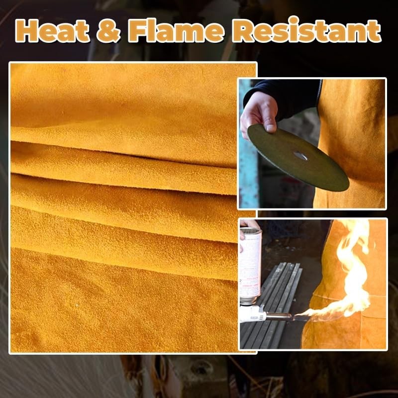 HKSICHENGKEJI Leather Welding Apron Heat Flame Resistant Protective Work Bib
