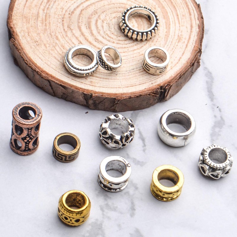 30 Pieces Tibetan Style Metal Beads Dreadlock Beads Large Hole