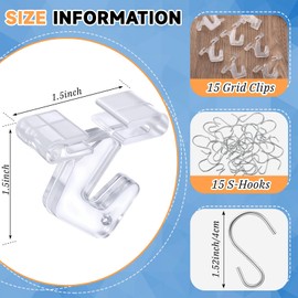 Moxweyeni 30 Pack Drop Ceiling Hooks for Classroom Back to School Supplies Hanging Ceiling Tile Metal Hangers for School Classroom Office (Clear Hook)