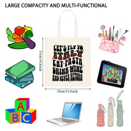 TSOTMO Italy Tote Bag Adventure Italian Travel Gift Traveller Shopping Bag Italy Themed Gift for Mother (Italy EAT tote CA)