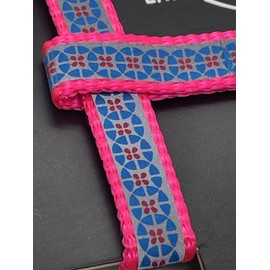 Simon's Cat Harness and Leash Set Fully Adjustable at Neck and Back, Durable Snap Hook and Metal D Ring, with 48" Leash (Pink Flower med)