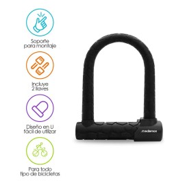 Candado para Bicicleta Premium en U con Mecanismo de Doble Perno Ultra Reforzado, para Bici y Moto, Resistente al Agua y Exteriores, hasta 10 Toneladas Métricas de Fuerza, Soporte de Montaje