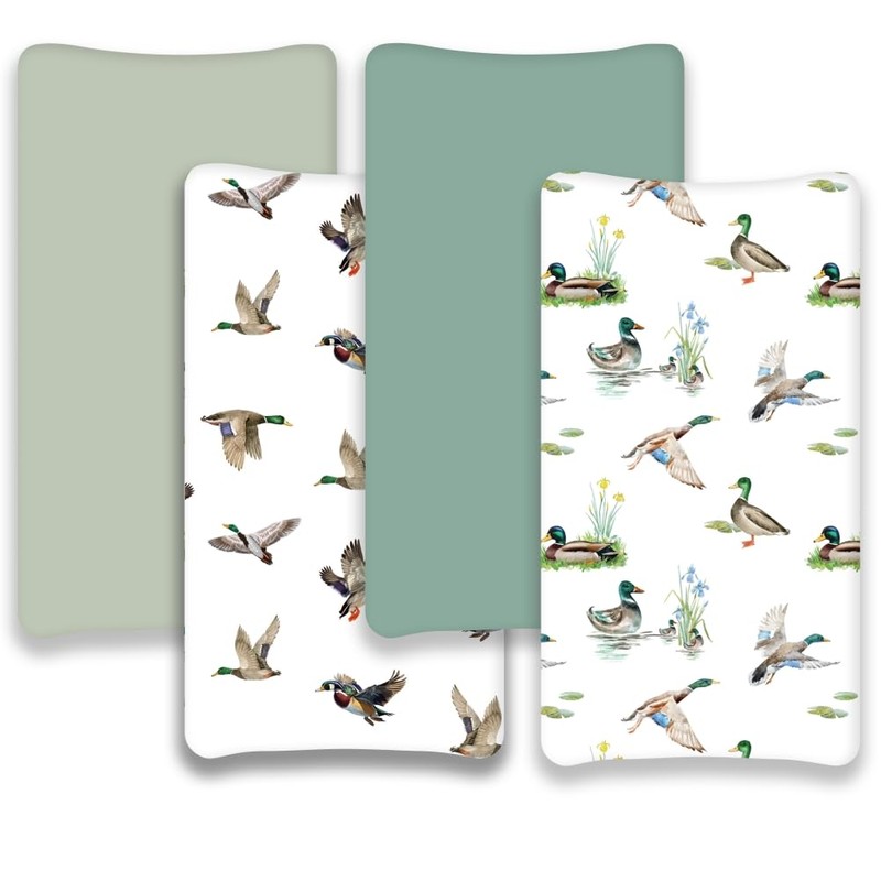 4 Pack Mallard Duck Baby Changing Pad Covers Neutral Unisex