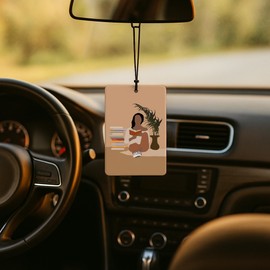 GTYNU Boho Black Women Reading Car Air Freshener 4 Pcs, Book Lover Gifts Air Freshener Hanging for Cars Books Closet Drawer, Boho Neutral Car Accessories Gifts for Black Women Girls