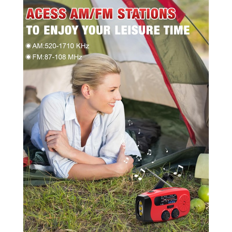 Emgykit 086S Hand Crank Emergency Radio - 2000mAh/7400mWh AM/FM/NOAA Solar