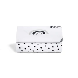 2 Pack Crib Fitted Sheets 44 x 80cm – Mono Rainbow Design – Light, Breathable & Luxurious Jersey Cotton Made To Last & Designed To Fit SnüzPod Bedside Cribs