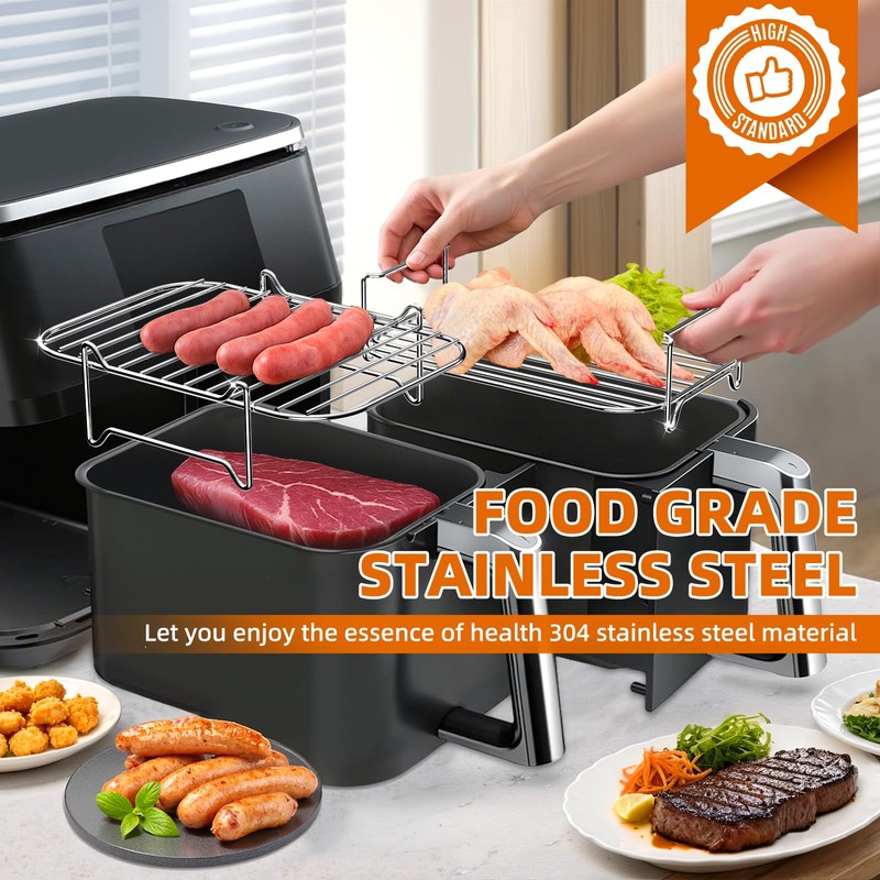 HONYAO Hot Air Fryer Accessories Stackable Cooking Grate for Dual