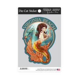 Die Cut Sticker Virginia Beach, Virginia, Mermaid, Contour Vinyl Sticker 3 to 6 inches, (Waterproof Decal for Cars, Water Bottles, Laptops, Coolers), Large