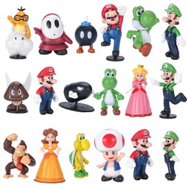 Isaneihas 18 pcs/Set Mario Figures Toy - Mario & Luigi Figurines Yoshi Action Figures (2 inch)