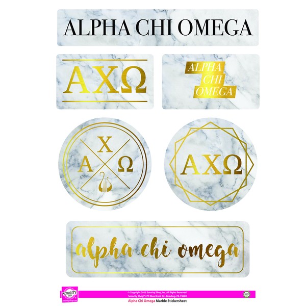 Alpha Chi Omega Sticker Sheet - Marble Theme