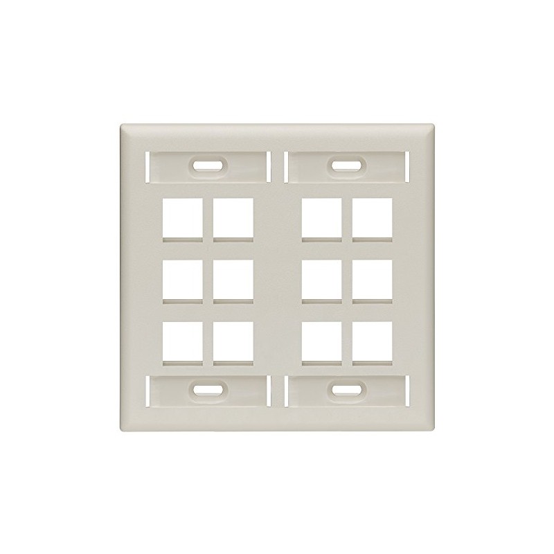 Leviton Quickport Wallplate with ID Window, Dual Gang, 12-Port, 42080-12T,