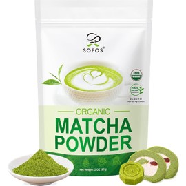 Soeos Organic Matcha Powder, Matcha Green Tea Powder, 2 oz (57g), Culinary Grade, Antioxidant-Rich Japanese Matcha for Lattes, Smoothies and Baking, Recyclable Bags