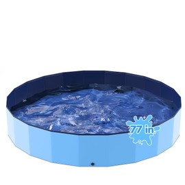 Bilibara 77'' Foldable Dog Pet Bath Pool, Heavy Duty Non-Slip Kiddie Pool, Plastic Pet Wading Pool for Puppy Small Medium Large Dogs, Indoor and Outdoor Kids Pet Dog Bathtub