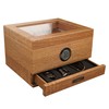 Humidor Cigar Box(Coffee Brown), Handcrafted Spanish Cedar Glass Top Luxury