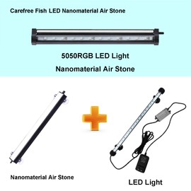 Carefree Fish Aquarium 4/8/12/16/24/40In Led Nanometer Materials Air Stone Strip Ⅱ and Tube Fish Tank Oxygen Stone Bubble Wall RGB Light Waterproofing Grade IP68(Air Pumps not Included