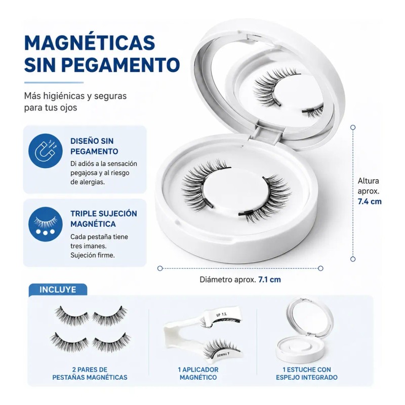 Kit De Pestañas Magnéticas Con 2 Pares De Pestañas Natural