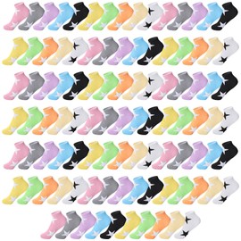 Handepo 100 Pair Low Cut Ankle Socks for Women Athletic Bulk Socks for Running Casual Outdoor Activities (Star Style)