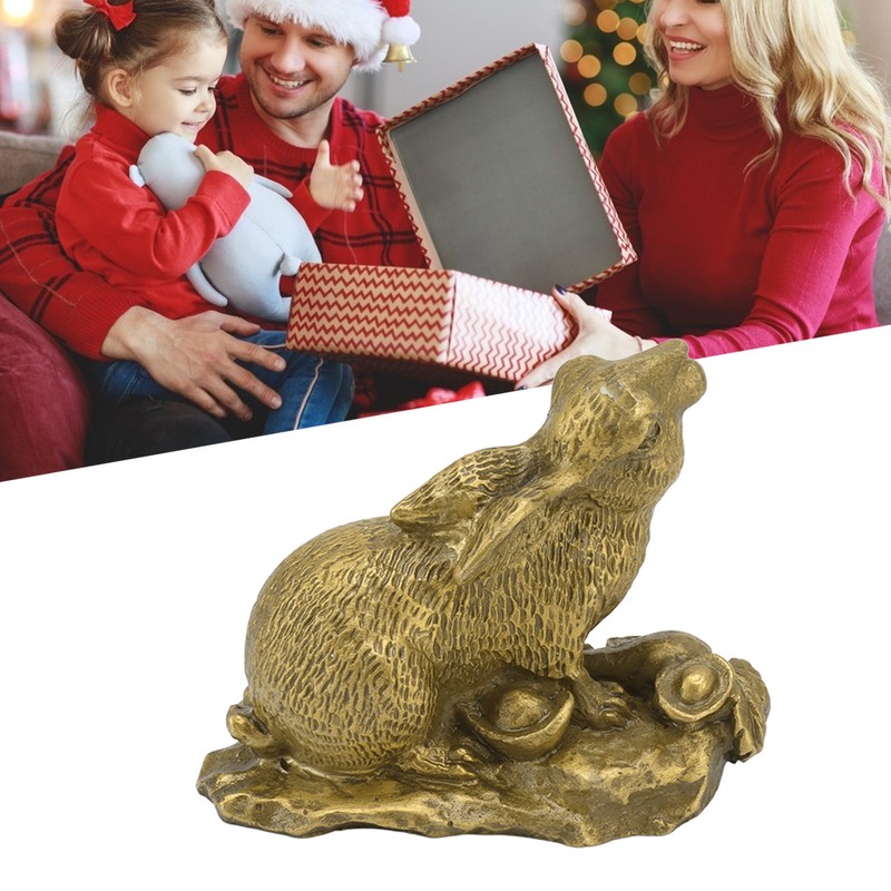 Bunny Statue Sturdy Brass Retro Look Fine Details Stable Durable