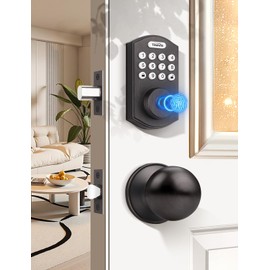 Tinewa Smart Locks for Front Door - Oil Rubbed Bronze Keyless Entry Door Lock with Door Knobs, Electronic Digital Keypad Deadbolt with Fingerprint, APP Control, Easy Installation, Home Security