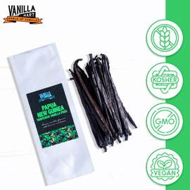 Vanilla Mart Vanilla Pods from Papua New Guinea (PNG) Grade A Beans Flowery Fruity Aroma (2 Pods)