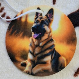 Country Grace With Alisha German Shepherd Round Unscented Hanging Car Air Freshener Freshie
