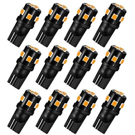 AUXLIGHT 194 168 2825 T10 LED Interior Light Bulbs Amber Yellow, Super Bright Replacement for Dome Map Door Trunk Courtesy License Plate Sidemarker Parking RV Camper Lights (Pack of 12)