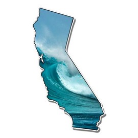 California Wave Beach Ocean Surf - 5" Vinyl Sticker - for Car Laptop I-Pad - Waterproof Decal