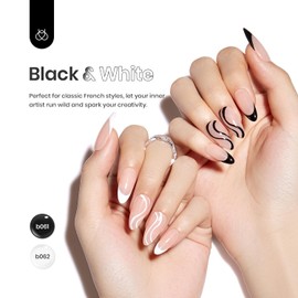 beetles Gel Polish Nail Art Liner Gel Polish Set- 2 Popular Black White Colors Nail Polish Gel Paint for Swirl Nails Built Thin Nails Art Brush in Gel Pens UV Soak off Gifts for Women