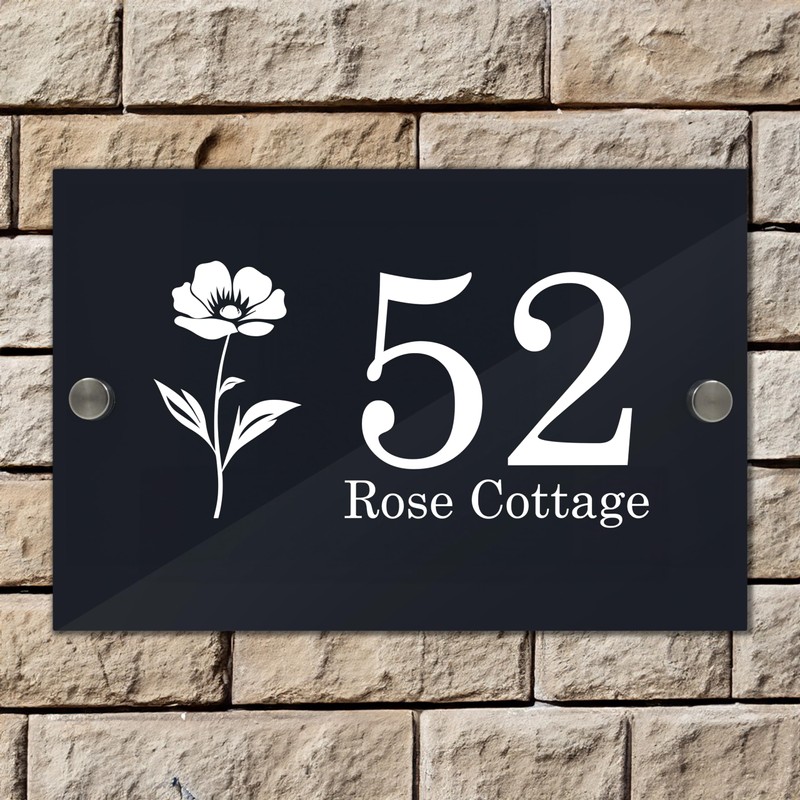 Badgemaster Modern Anthracite House Number Sign Plaque Stainless Steel Standoffs