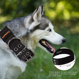 Yunleparks Tactical Collar for Medium Large Dogs, Heavy Duty Metal Buckle, Soft Neoprene Padded, Nylon Wide (Medium, Black)