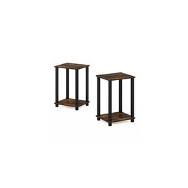 HomeStock Artisanal Attic End Table Small 13.4 x 11.5 x 19.6 Inches Set of 2 Amber Pine Black Minimalist Functional Design Compact and Sturdy