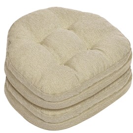 baibu Dining Chair Cushions Set of 2 Windsor Chair Pads, Tufted Memory Foam Kitchen Seat Cushions, Non-Slip Chair Pad with Ties, 16.5 x 15.5 x 3.5 Inches, Beige