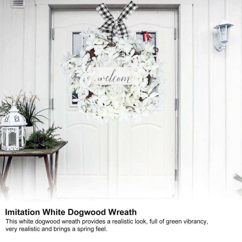 Imitation White Dogwood Wreath Simulation Vibrant Wreath Decoration for Home