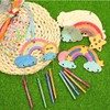 CYCLYTE Wind Chime Craft Set Children, 12 Pieces Rainbow Wooden