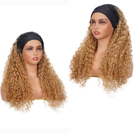 Ombre Honey Blonde Headband Wig Human Hair Deep Wave 22 Inches 1B/27 Human Hair Headband wig None Lace Front Wigs Human Hair Wig for Black Women Wear and Go Wig 150% Density wig（1B/27,DP,22Inch)