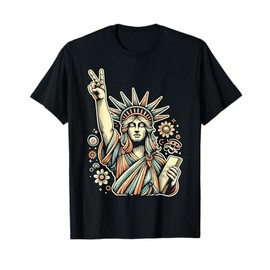 Hippie Statue of Liberty 4th of July Groovy Outfit Hippie T-Shirt