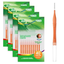Annauiy I-Shaped Interdental Brushes, Narrow 40 Pieces, 0.6 mm Teeth Cleaning Spaces, Interdental Brushes, Thickened, Extended Handle, Travel Packaging, for People with Tight Gaps
