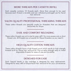 10 Thread Cassette for Slique Eyebrow Facial and Body Hair Threading Remover