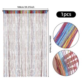 HFMYGS Thread Curtain, Door Curtain, Fly Curtain, Patio Door, Door Curtains, Fly Protection, Thread Curtain, Opaque, Glitter Thread Curtain, Door Curtains (Rainbow 200 x 100 cm)