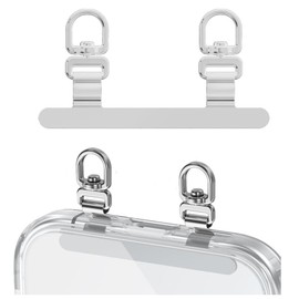 Smartphone Strap Holder [2-gang Type, 0.0008 inch (0.2 mm) Ultra-thin, Curved Design that does not float easily] Stainless Steel Smartphone Strap Holder, Cell Phone Strap Holder, Tag Patch, Load up to